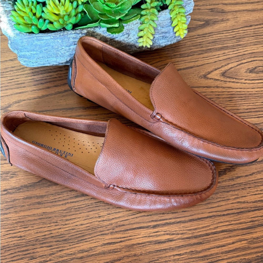 Giorgio Brutini Tan Leather Slip-On Loafers